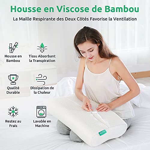 UTTU Oreiller Cervicales Ergonomique à Mémoire de Forme, Oreiller Orthopédique pour la Nuque, Réglable en Hauteur, Anti Douleur & Anti Ronflement, Housse Lavable en Bambou UTTU Oreiller Cervicales Ergonomique à Mémoire de Forme, Oreiller Orthopédique pour la Nuque, Réglable en Hauteur, Anti Douleur & Anti Ronflement, Housse Lavable en Bambou