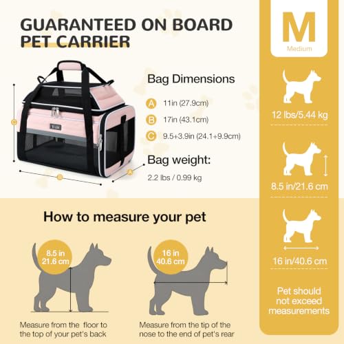 Image of Lekereise Top-Expandable Pet Carrier 17x11x9.5 Inch Alaska Hawaiian Airline Approved Soft Sided Underseat with Locking Safety Zippers Anti-Scratch Mesh