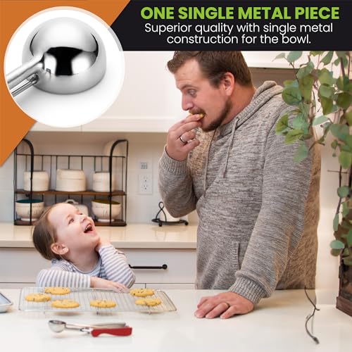 Image of Spring Chef Red Large Stainless Steel Cookie Scoop for Baking - Multifunctional #20 Melon Baller with Trigger Release, 2.93 Tbsp Food Scooper for Ice Cream - Dishwasher Safe Cookie Dough Scoop