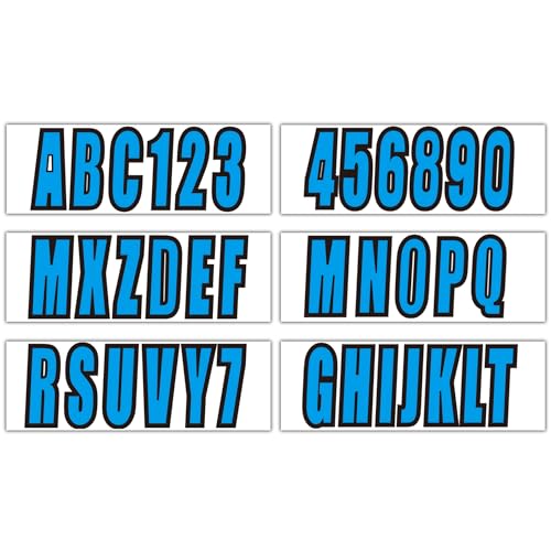 Image of 4 Sets 3 inch Marine Alpha-Numeric Registration Numbers and Letters Sticker Decal Kits for Boats & Personal Watercraft Solid Blue (Pack of 2)