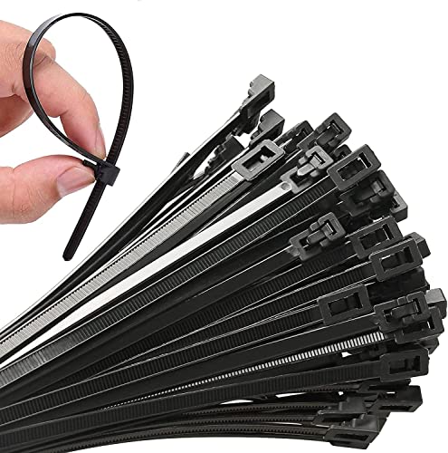 200Pcs 8Inch Heavy Duty Industrial Zip Toes,40lbs Tensile Strength Releasable Black Cable - image 1