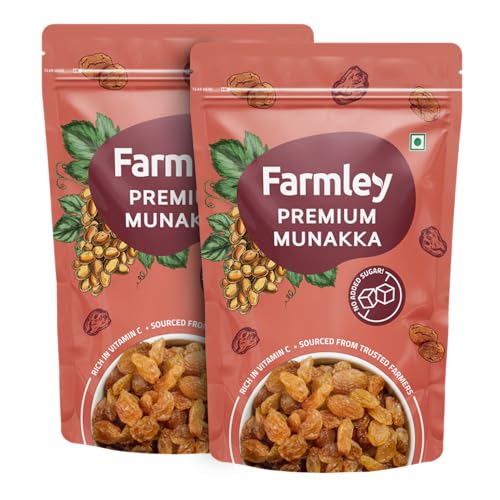 Image of Farmley Premium Munakka Raisins - 400 Gram I Healthy Dry Fruits I Pack of 2, Each- 200g