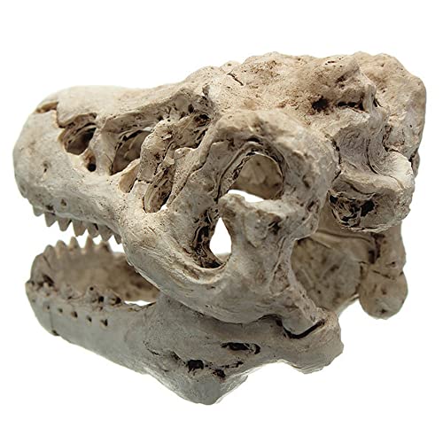 Decoración de acuario de Halloween Esqueleto Agujero Resina Dinosaurio artificial Cráneo Esqueleto Ornamento - Tanque de peces Cráneo Acuario Decoraciones cueva Paisajes Mascota Reptil Casa
