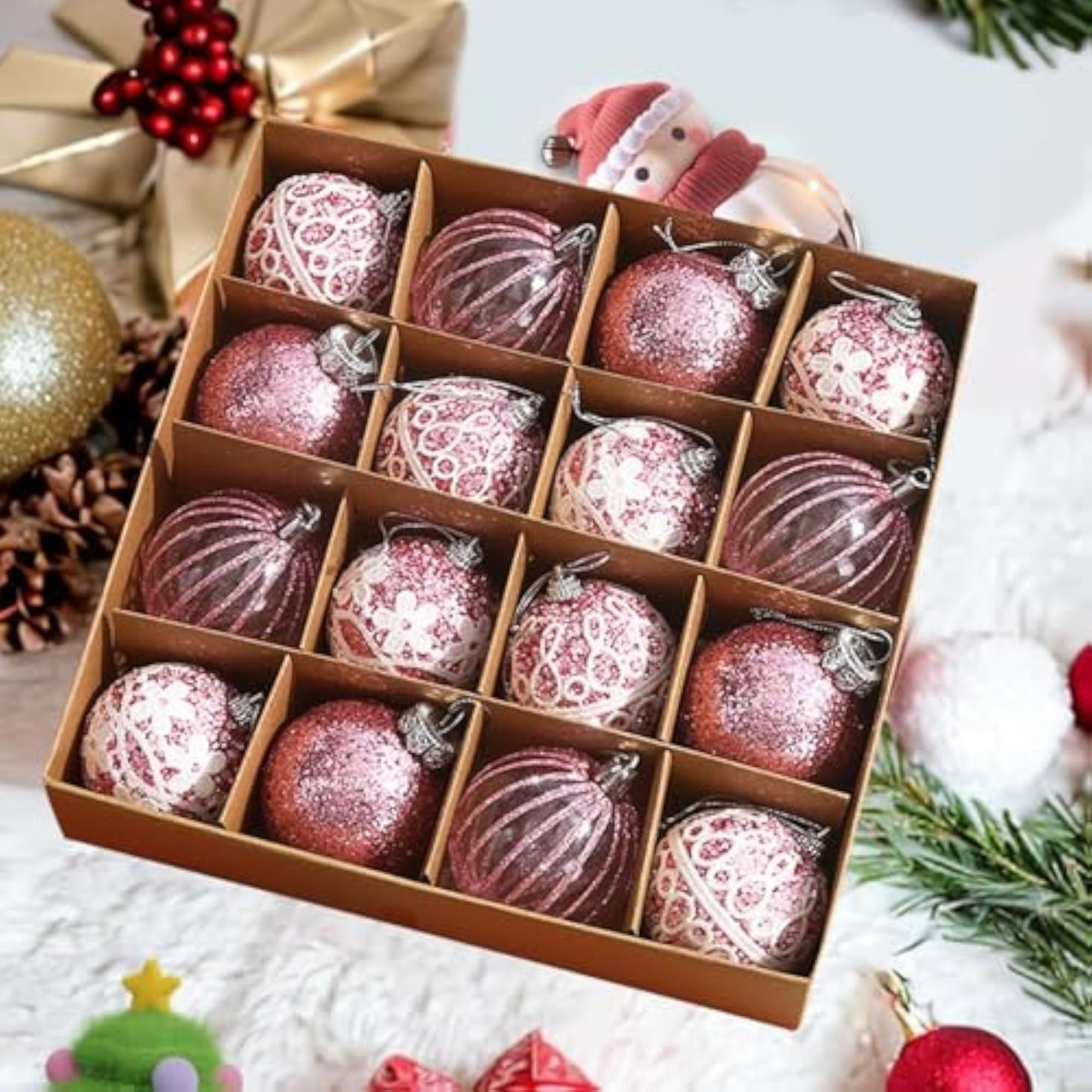 16x Christmas Ball Ornaments Charm Pendants