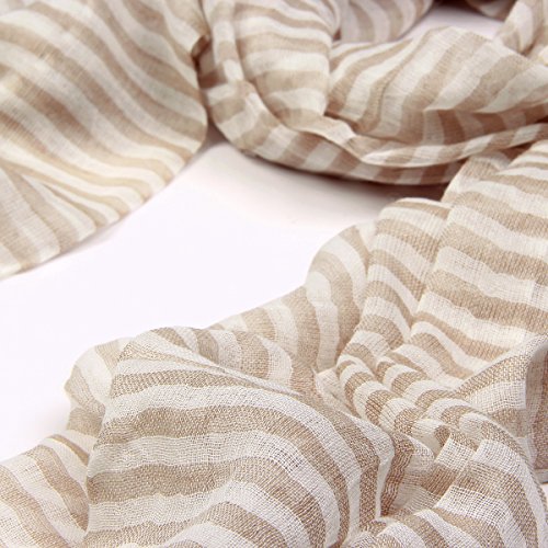 TrendsBlue Pure Cotton Lightweight Narrow Striped Fashion Scarf3