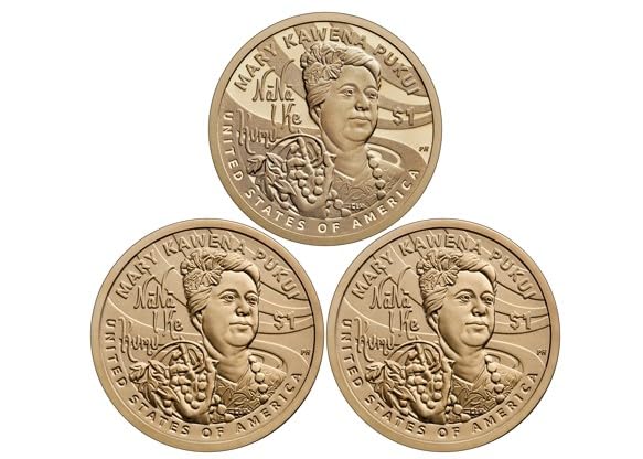 2025 P D S Sacagawea Dollar, Mary Kawena Commemorative Set, 3 Pieces