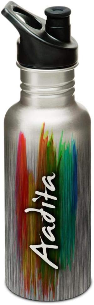 Hot Muggs®"Aadita" Me PaintBrush Stainless Steel Sports Cap Water Bottle, 600ml