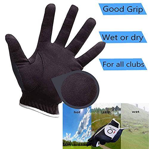 Amy Sport Mens Golf Gloves Pair Both Hands Left And Right Rain Grip Weathersof No Sweat All Weather Grips Soft Comfortable Breathable (Green, Large) #TOP2