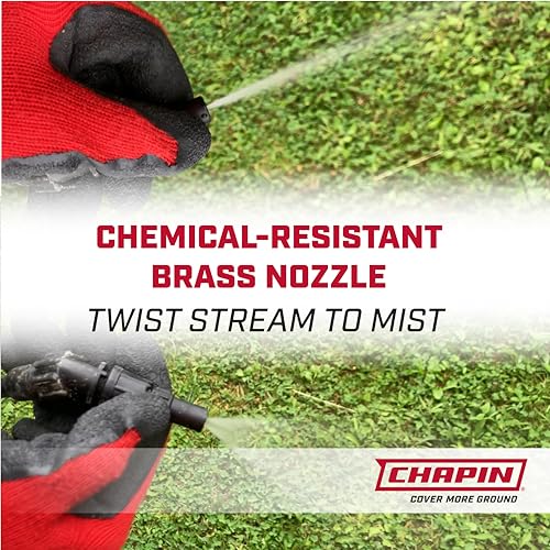 Chapin 61800 4-Gallon Made in USA Professional Backpack Sprayer with Brass Adjustable and Poly Fan/Cone Nozzles, Cushion Grip Shut-Off, 3-Stage Filtration System, Translucent White