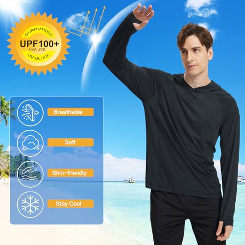 Fishing Shirts for Men Long Sleeve: UPF 100+ UV Sun Protection Hoodie - Swimming Hiking Outdoor Running Rash Guard3