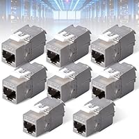 Leikurvo CAT7 RJ45 Keystone Modul: 8 Stück Zinklegierung Geschirmte 180° Werkzeuglos Netzwerk Modul, STP Schirmung RJ45 Buchse, Optimal für Netzwerkkabel
