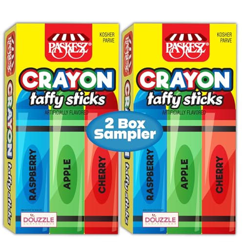 DOUzzle Kosher Edible Crayons Taffy Sticks Candy for Marines MRE Funny Gag Gift & School (2 Count Sampler) Individually Wrapped Party Favor