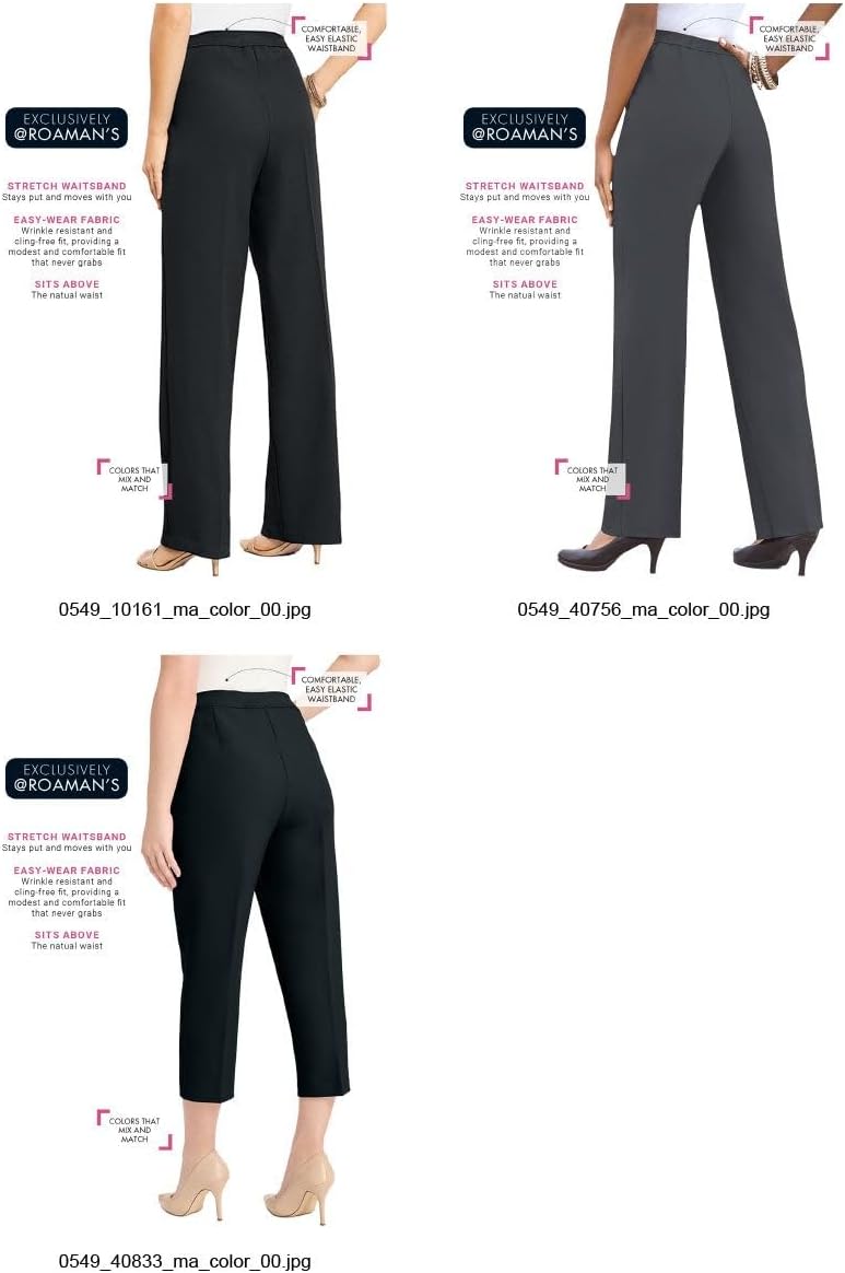 Roaman's Women's Plus Size Wide-Leg Bend Over Pant