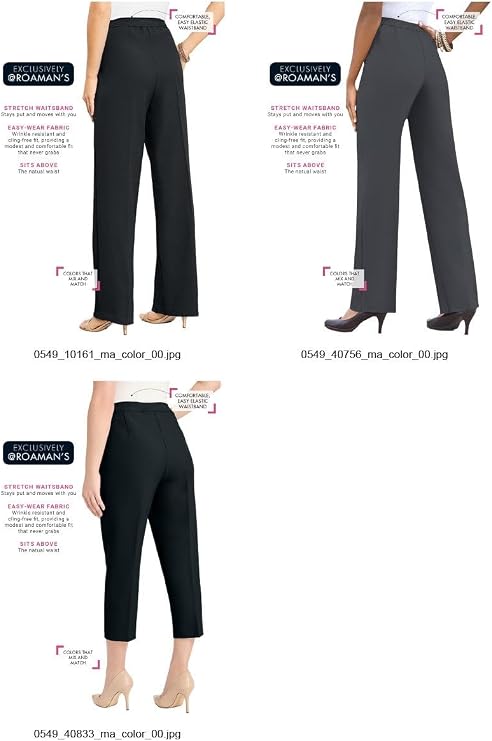 Roaman's Women's Plus Size Wide-Leg Bend Over Pant