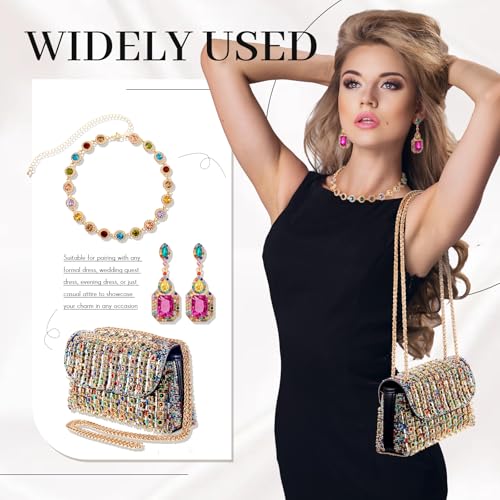 Image of Landical 3 Pcs Rhinestone Clutch and Jewelry Set for Women, Crystal Diamond Earring & Necklace, Evening Wedding Formal