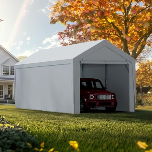 Image of ADVANCE OUTDOOR 12x20 ft Carport Replacement Door with Zippers Tarp, Heavy-Duty Waterproof & UV Protected, Easy Installation with Ball Bungees, Gray, One Door Only
