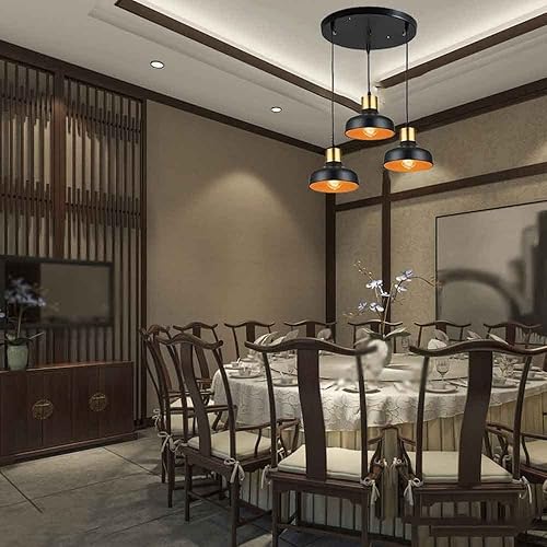 Miniatura 2 de Lámpara colgante integrada industrial retro de 3 cabezales, decoración de interiores antigua casa de campo ajustable para techo para comedor, sobre
