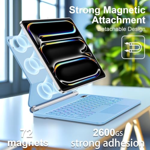 Image of GGQFGTOJ for iPad Pro 13 Inch Case with Keyboard (M5 /M4, 2025 /2024),Magic-Style Magnetic - 7 Colors Backlight -Floating Cantilever Stand - Multi-Touch Trackpad Keyboard Case for iPad Pro 13