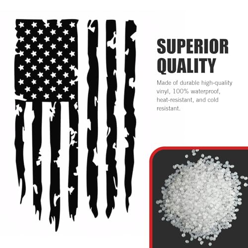 Image of American Flag Truck Decals - Distressed US Flag Tailgate Stickers - Waterproof Vinyl Decal for Pickup Trucks, Cars & SUVs - USA Patriotic Car Body Decoration (Black)