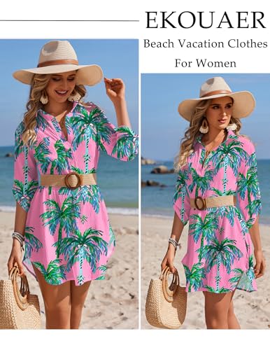 Image of Ekouaer Swimsuit Coverup for Women Bathing Suit Cover Up 2026 Summer Beach Vacation Outfits