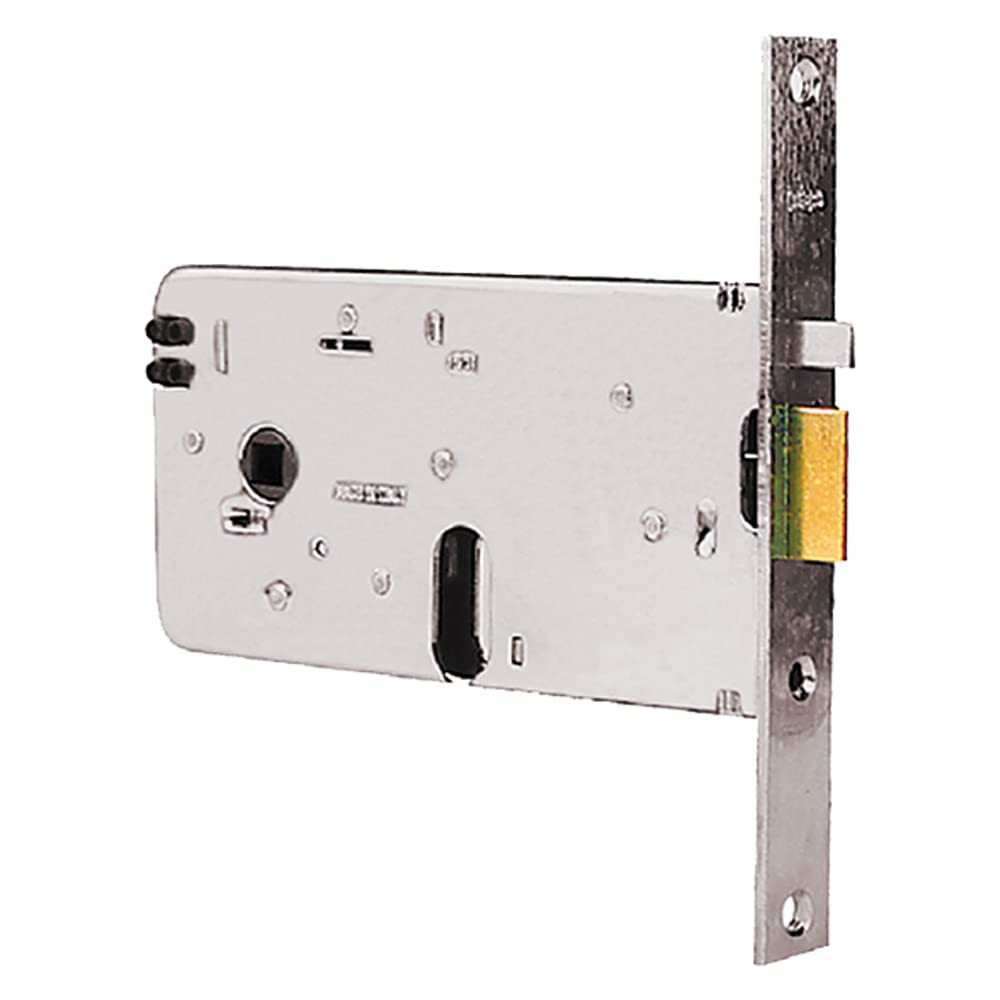 Elektroschloss zum Hineinschlüpfen Art. 551 Schließblech Anschlag A Tag. Vorderseite verzinkt. 12 V. Rahmen Griff mm 8.
