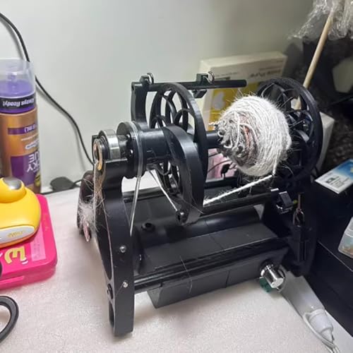 Elektryczne koło spinningowe do spinningu światłowodowego DIY Studio - Bezstopniowa prędkość 12V Mini spinningowa wełna koła z 3 małymi szpulami, 800RPM / min - maszyny do nawijania przędzy, czarny