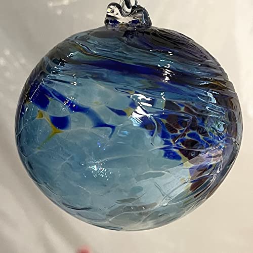 Bol En Verre Soufflé à La Bouche Oberstdorfer Glashütte - Moderne En Forme De Coquille, Bleu Transparent, 28 Cm De Diamètre, Idéal Pour La Décoration D'intérieur