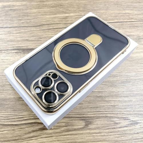 Coque iPhone 14 Pro silicone transparente plaquée or pour charge magnétique