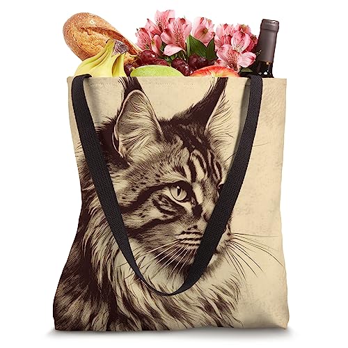 Bolso tote vintage para amantes del gato Maine Coon miniatura 4