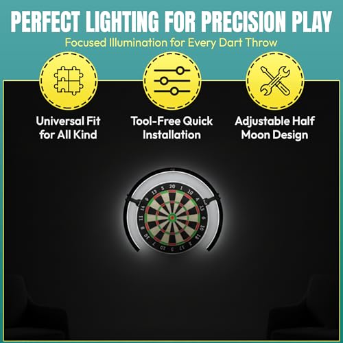 Dartboard Light Surround Ring Light with LED 270° Shadowless Adjustable Brightness Dart Board Lighting System, Heavy-Duty Metal Clamp Mount, Tool-Free Assembly, Universal Fit for Dartboards & Cabinets - Image 4