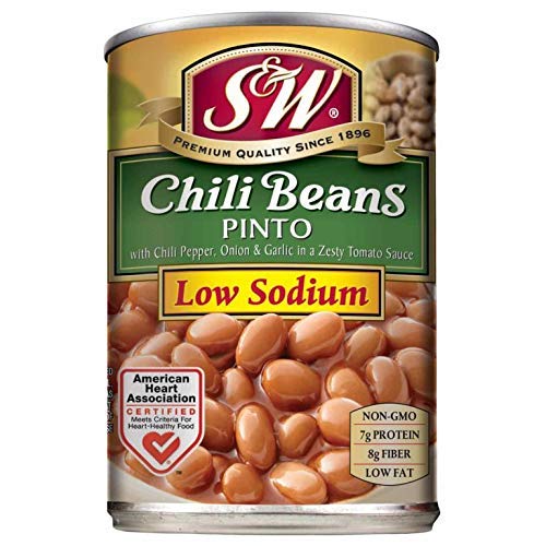 S&W, Premium, Chili Beans, 50% Less Sodium, 15oz Can (Pack of 6)