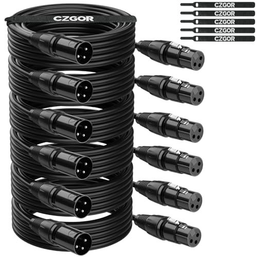 Czgor DMX-Kabel 5m 6 Stück flexibles 3-poliges DMX-Kabel XLR-Stecker auf Buchse Beleuchtungsdrahtkabel für Bühnenbeleuchtung Signal XLR-Verbindung Bühnenlichtkabel für Bühnenbeleuchtung