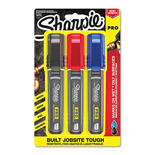SHARPIE Pro Permanent Marker, Medium, Chisel Tip, Assorted Colors, 3-Count Marker (2018335)