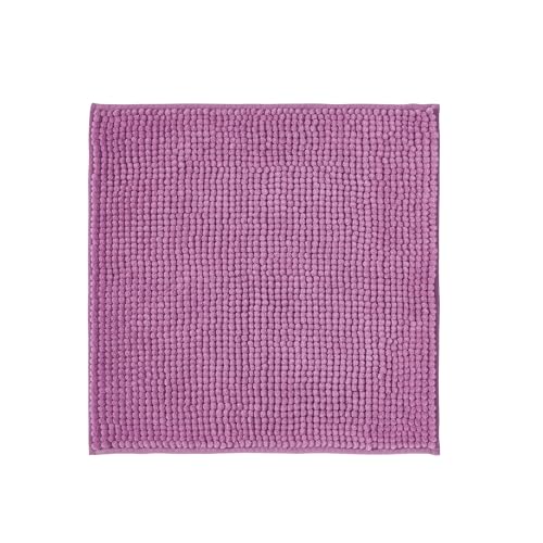 Decomira Tapis de Bain Antidérapant en Chenille | Super Absorbant et Lavable en Machine | pour la Salle de Bain, Douche, Baignoire ou comme Tapis WC | Violet - 45x45 cm