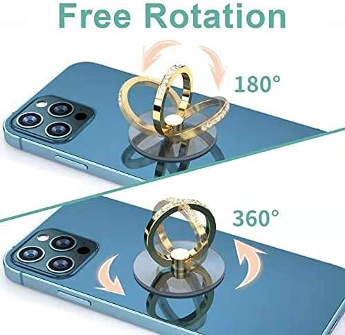 Diamond Cell Phone Ring Holder Stand Transparent Finger Grip Phone Ring Clear Holder 360° Rotation Finger Ring Kickstand Compatible Various Mobile Phones