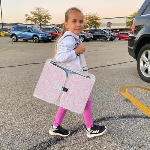 Image of MENZOKE Kids Travel Tray for Toddler Car Seat, Gift for Girl Activities | Road Trip Essentials Accessories Lap Tray for Girl with Dry Erase Board & iPad Holder Stand as Birthday Gift, LightPurple