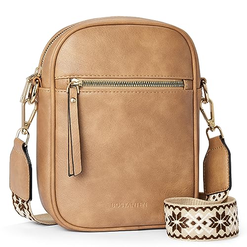 BOSTANTEN Handytasche zum Umhängen Leder, Damen Handy Umhängetasche, Handytasche mit Geldbörse zum Umhängen, handtasche damen umhängetasche