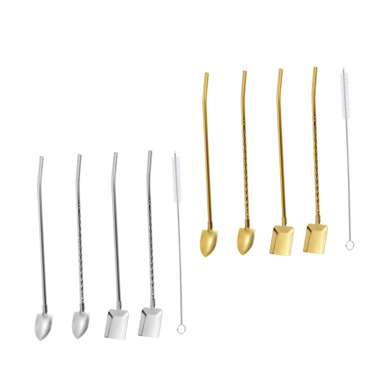 FUNOMOCYA 1 Set Shovel Shovel Straw Convenient Shovel Spoon Beverage Straws Espresso Spoons Watermelon Spoon Novelty Straw Tumbler Drinking Ice Cream Spoons Stir Rods 304 Stainless Steel