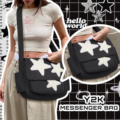 Cute Messenger Bag, Aesthetic Crossbody Bag, Y2K Star Grunge Bag Emo Shoulder Tote Purse for Women2