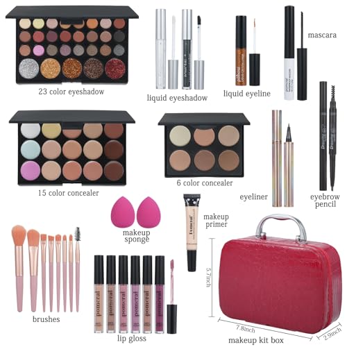 makeup kitmakeup set for women full kitprofessional make up kit for beginnersmakeup gift set for womenmakeup sets for girlsmakeup kit for teens red