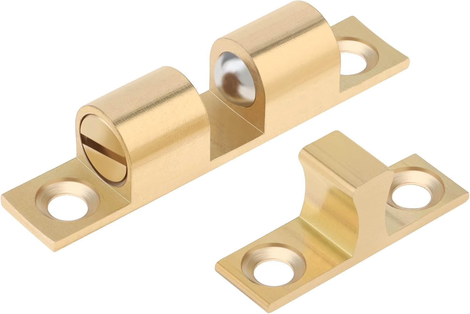 12Pcs Double Ball Tension Roller Catch Latch, 48mm Solid Brass Door Catches Hardware with Screws, Adjustable Tension Latches for Cupboard Closet Cabinet Furniture Door (Gold, 48mm)