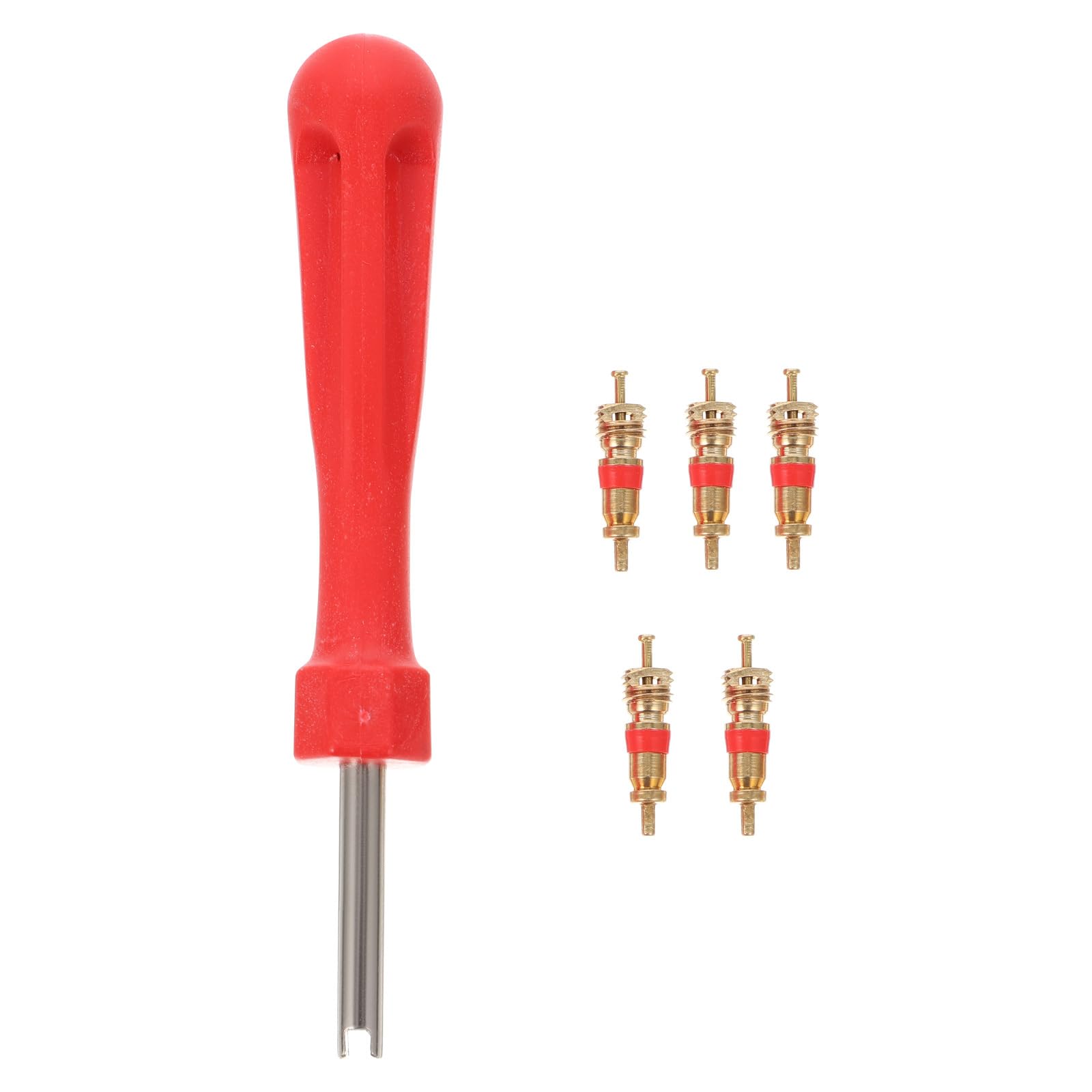 Ventileinsatzentferner mit 5 Ventileinsätzen für Auto Fahrrad Auto LKW Ersatzreifen Reifenventil Reparaturwerkzeug