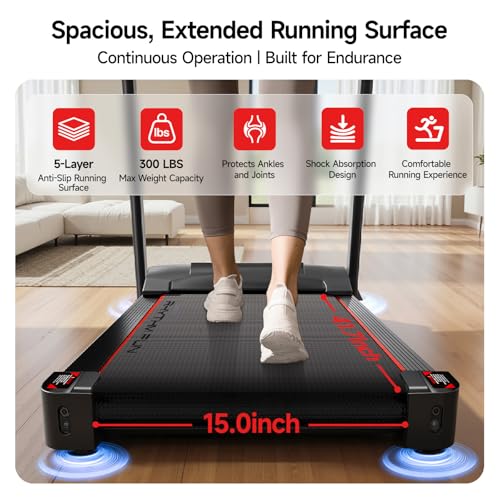 Image of RHYTHM FUN 8.0 MPH Treadmills for Home, Running Walking Pad Treadmill with Incline up to 8%, Foldable Treadmill with Handle Bar, Low Noise Walking Pad for 300 lbs