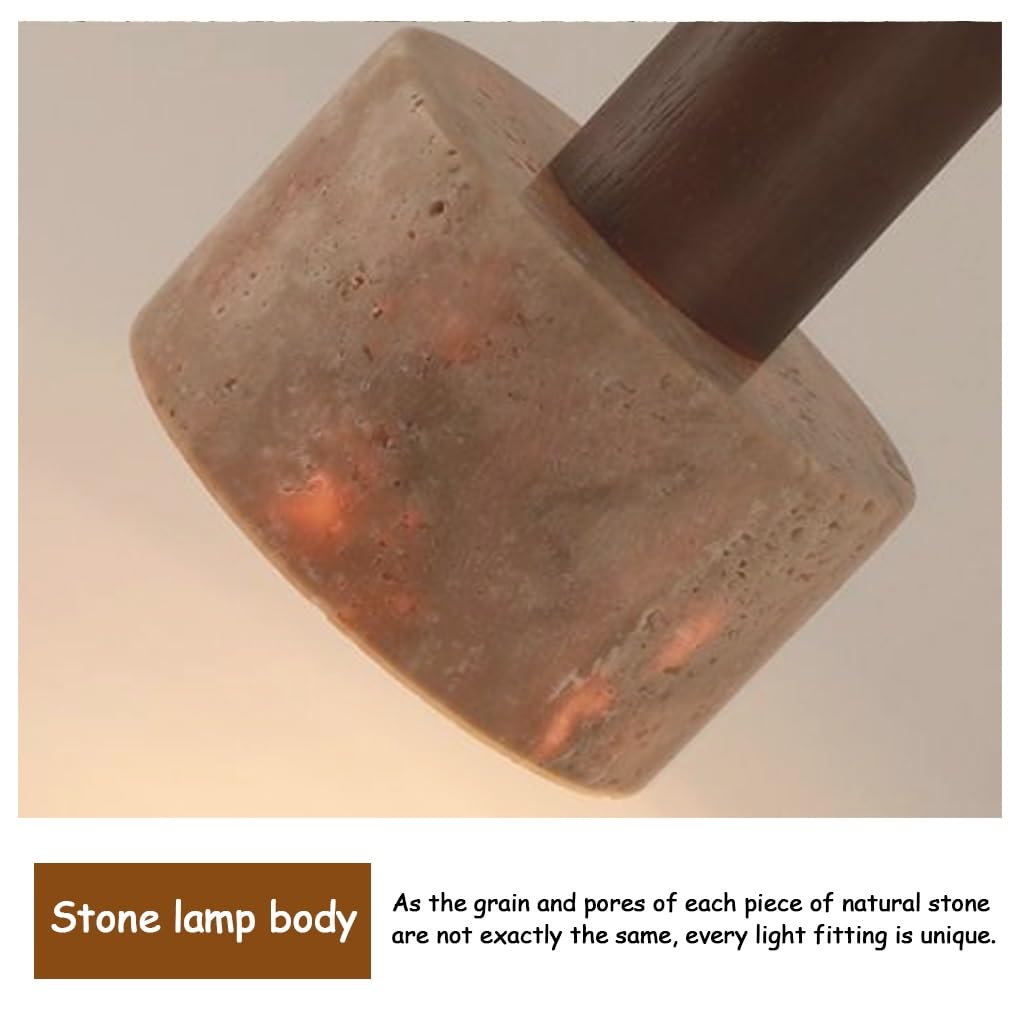 Lampa Wisząca E27 Z Naturalnego Kamienia W Stylu Skandynawskim Lampa Wisząca W Stylu Retro Z Drewna Stylu Japońskim Wabi-sabi Nadaje Się Do Sypialni Salonu Jadalni Wyspy Kuchennej(D2)