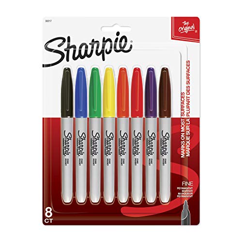 Image of Sharpie Permanent Markers, Fine Point, Assorted Colours, 8 Count