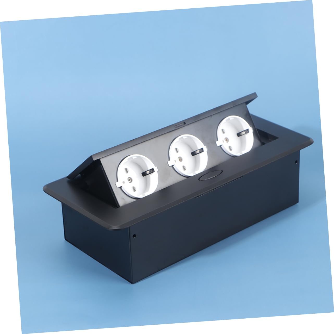 Mikikit Regleta Empotrable de Enchufes Múltiples 3 Tomas Europeas, Mecanismo Clic Integrado, Aleación de Aluminio y Acero, Adecuado para Sala de Conferencias y Aula