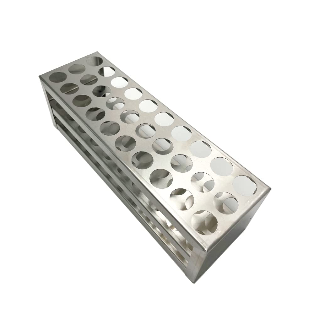 KENZIUM - 2 x Portaprovette | 50 Fori | Per Tubi di Diametro Inferiore o Uguale a 17 mm | Plastica Polistirolo | Ideale per Laboratorio e Scuola