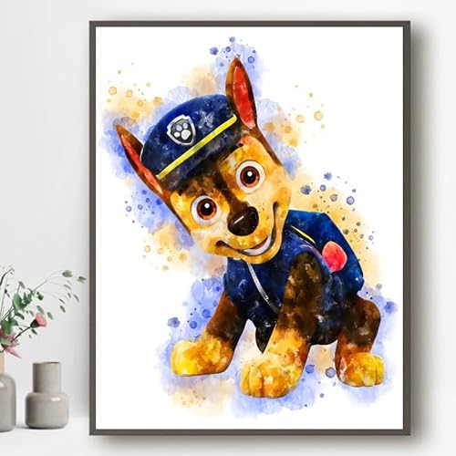 Ma Little Canv Affiche décoratifs pour chambre d'enfant fille ou garcon - Pat Patrouille - Paw Patrol | Sans Cadres 30x40cm (Chase)
