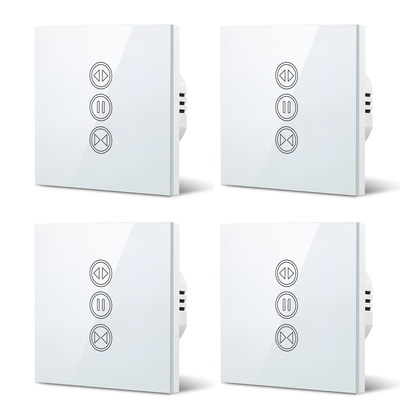 LoraTap Interruptor Persianas WiFi, Interruptor Táctil de Pared para Cortina Eléctrica, Control de Voz con Alexa Echo y Google Home, Interruptor Temporizador para Motor Tubular CA, 4 Piezas