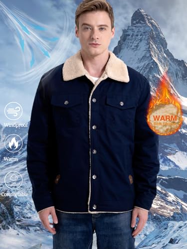 MANSDOUR Men's Winter Cargo Jacket Warm Cotton Fleece lined Sherpa Jackets Military Trucker Work Coat3